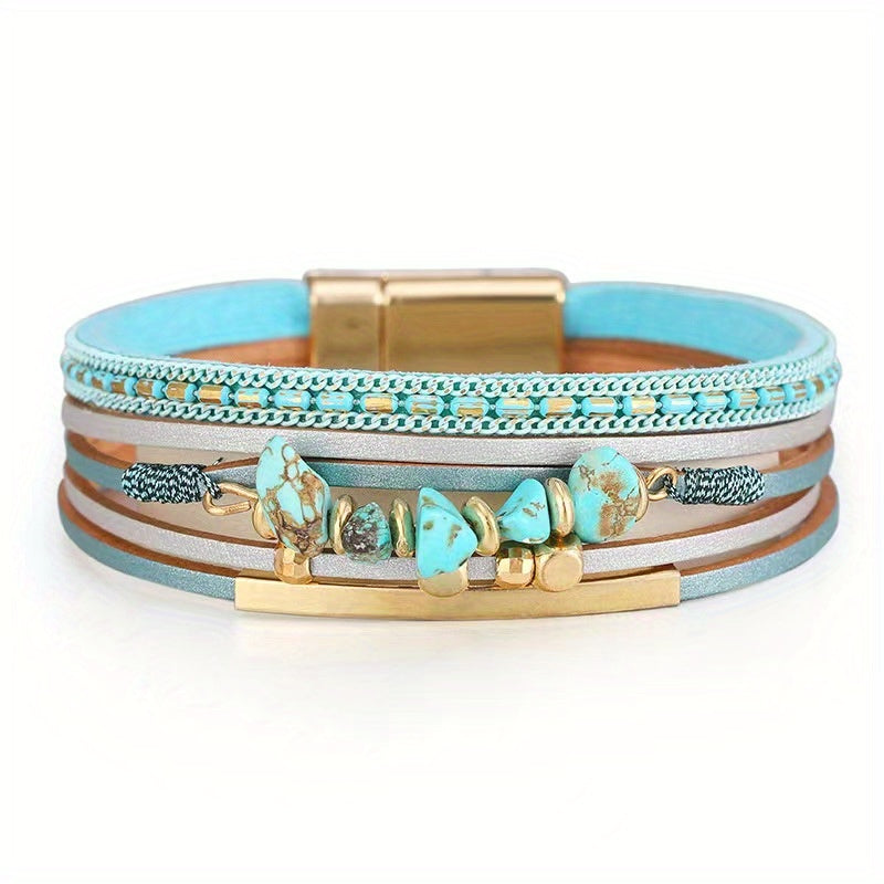 Cross-Border Bestseller Handmade  Irregular Turquoise Women's Cuff Bracelet