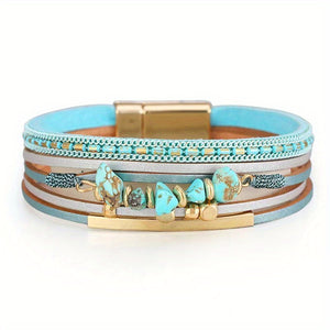 Cross-Border Bestseller Handmade  Irregular Turquoise Women's Cuff Bracelet