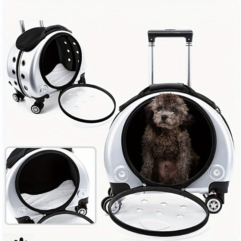 Dual-Shoulder Pet Stroller with Transparent Space Capsule Design | For Two Cats or Small Dogs