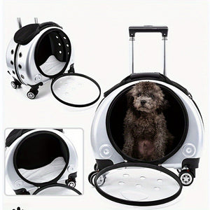 Dual-Shoulder Pet Stroller with Transparent Space Capsule Design | For Two Cats or Small Dogs