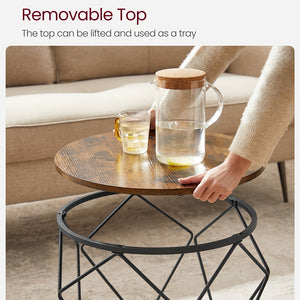 Coffee Table Set Of 2, Round Coffee & Side End Table