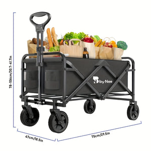 Versatile Collapsible Shopping Cart with Adjustable Height And 360° Non-Slip Wheels