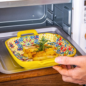 4pcs Bohemian Double-Handle Square Plates