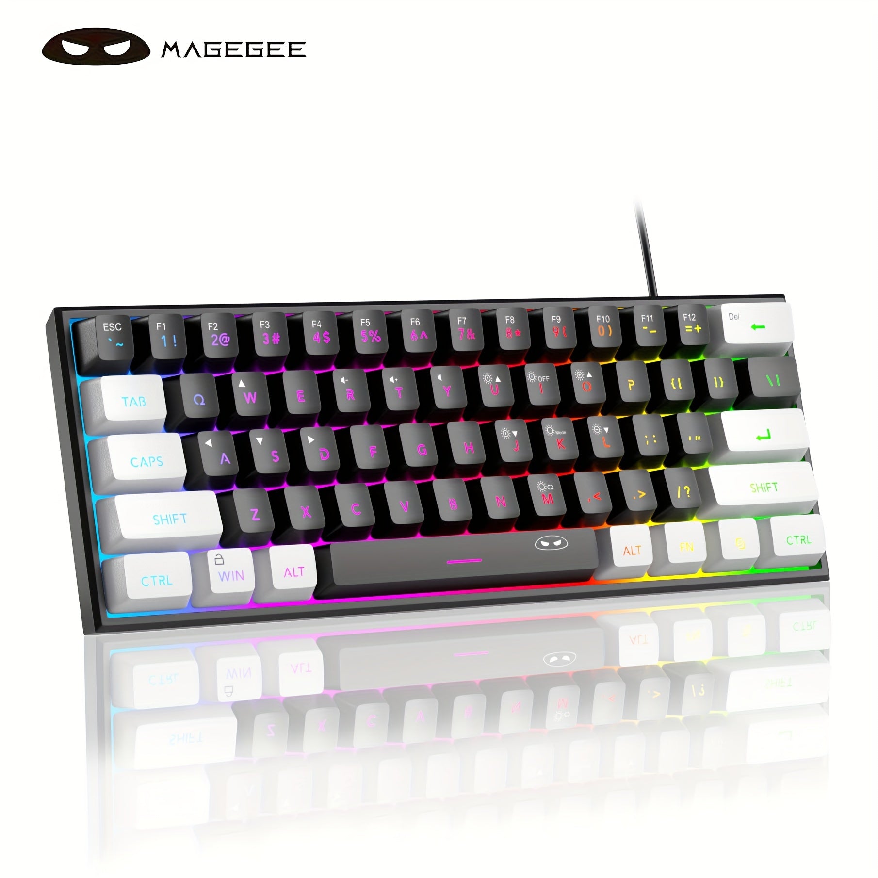 Mini 60% Gaming/Office Keyboard, Keycap Type Wired RGB Backlit Compact Computer Keyboard