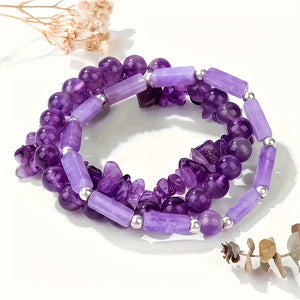 3pcs Natural Amethyst Bracelet Set