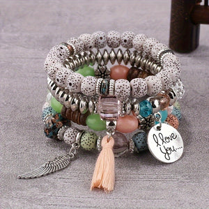 Bohemian Ethnic Style Winged Tassel Beaded Bracelets