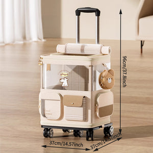 2025 New Dual-Opening Cat Carrier with Trolley | Suitable for Cats up to 25 lbs and Dogs up to 10 lbs