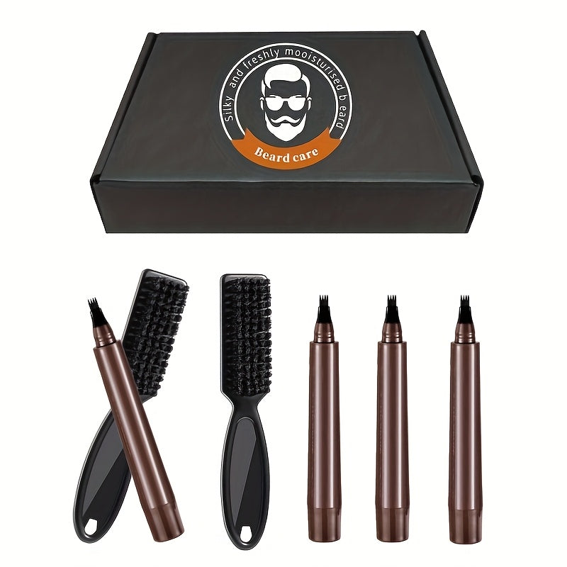 4/8 Pack Men's Beard Filling Pens, Long-Lasting Beard Pen Set with Brush