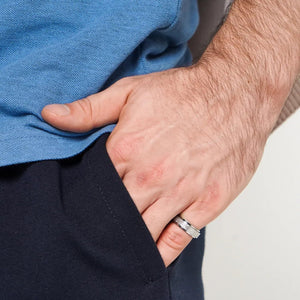 16pcs Men's 201 Stainless Steel Rings, Women's Cold Strap Rings, Men's Simple Engagement Ring Set