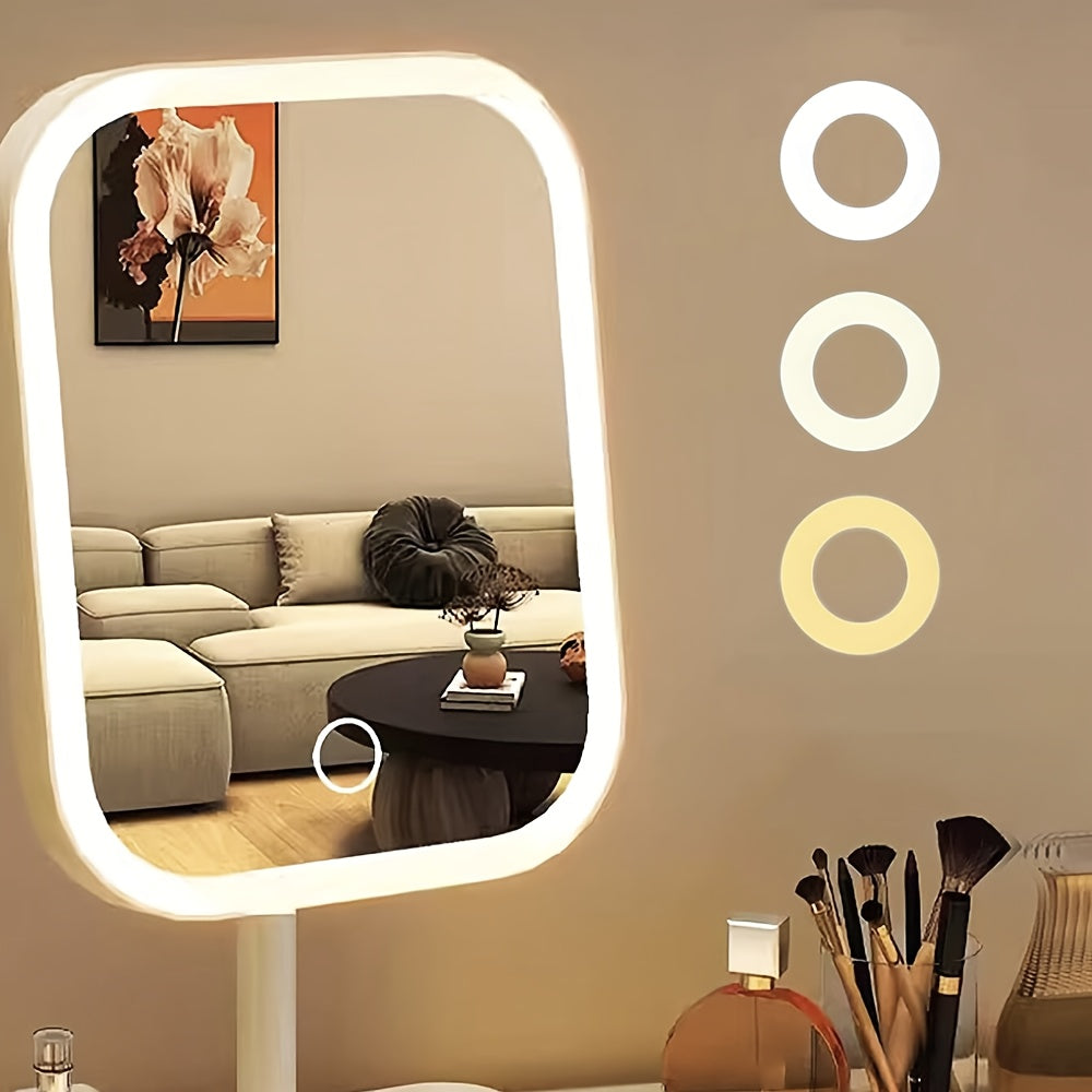 LED Makeup Mirror, Portable Travel Mirror Folding Mirror with 3 Light Modes