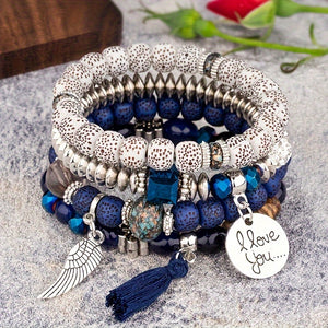 Bohemian Ethnic Style Winged Tassel Beaded Bracelets