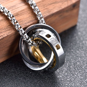 Alpaca 3-Ring Stainless Steel Pendant Necklace for Men
