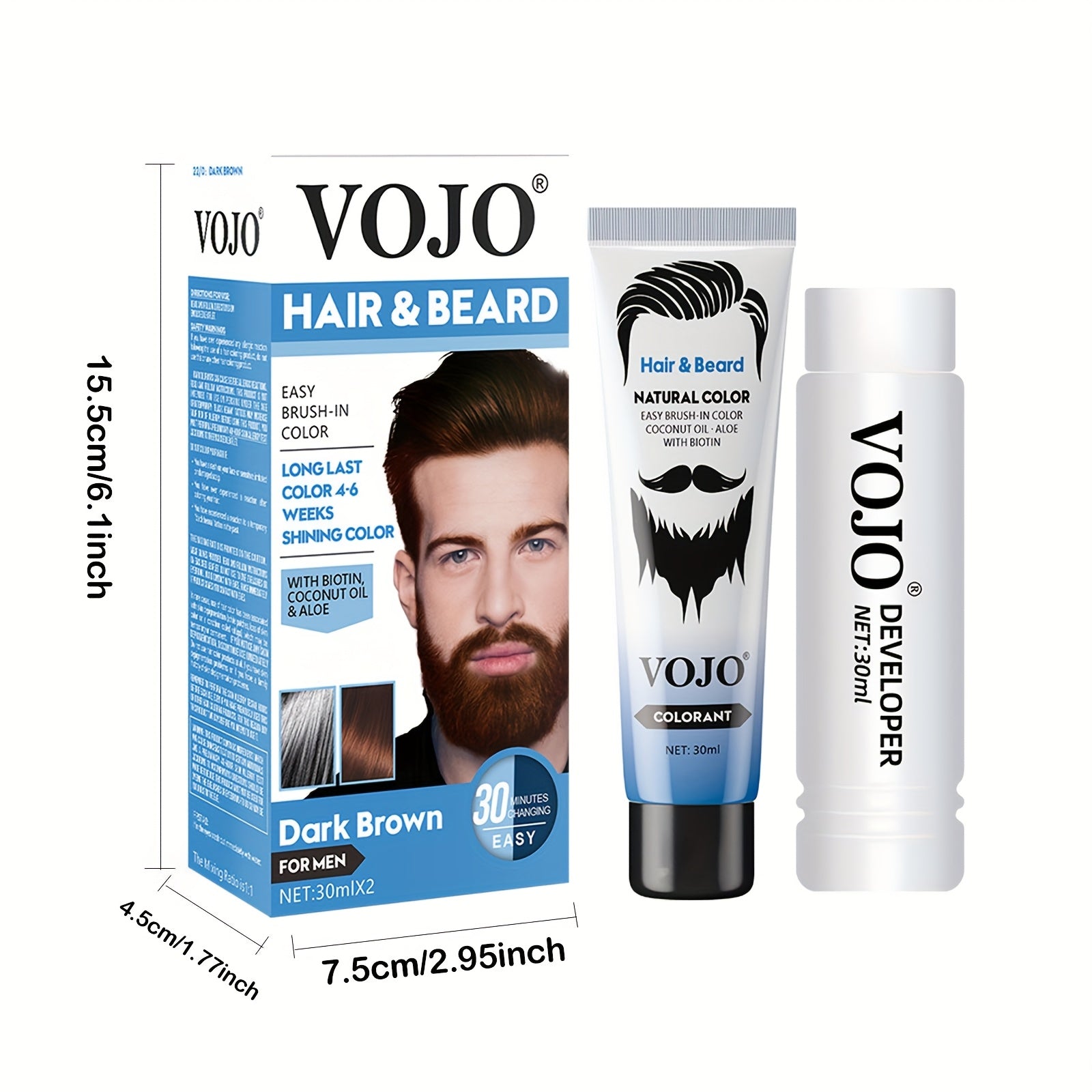 Hair Dye for Men's Beards - Mild Formula, Easy to Use