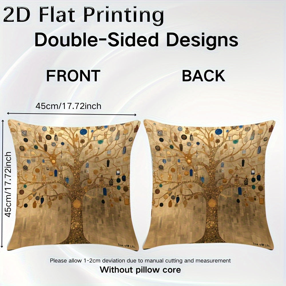 2D Flat - One Pillowcase Featuring a Double-Sided Design of Klimt's Tree of Life