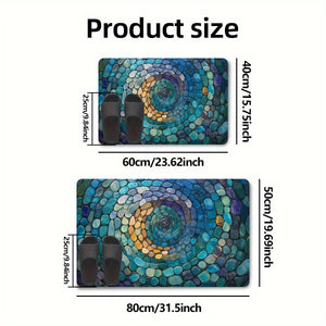 1pc Abstract Blue Spiral Mosaic Bathroom Mat