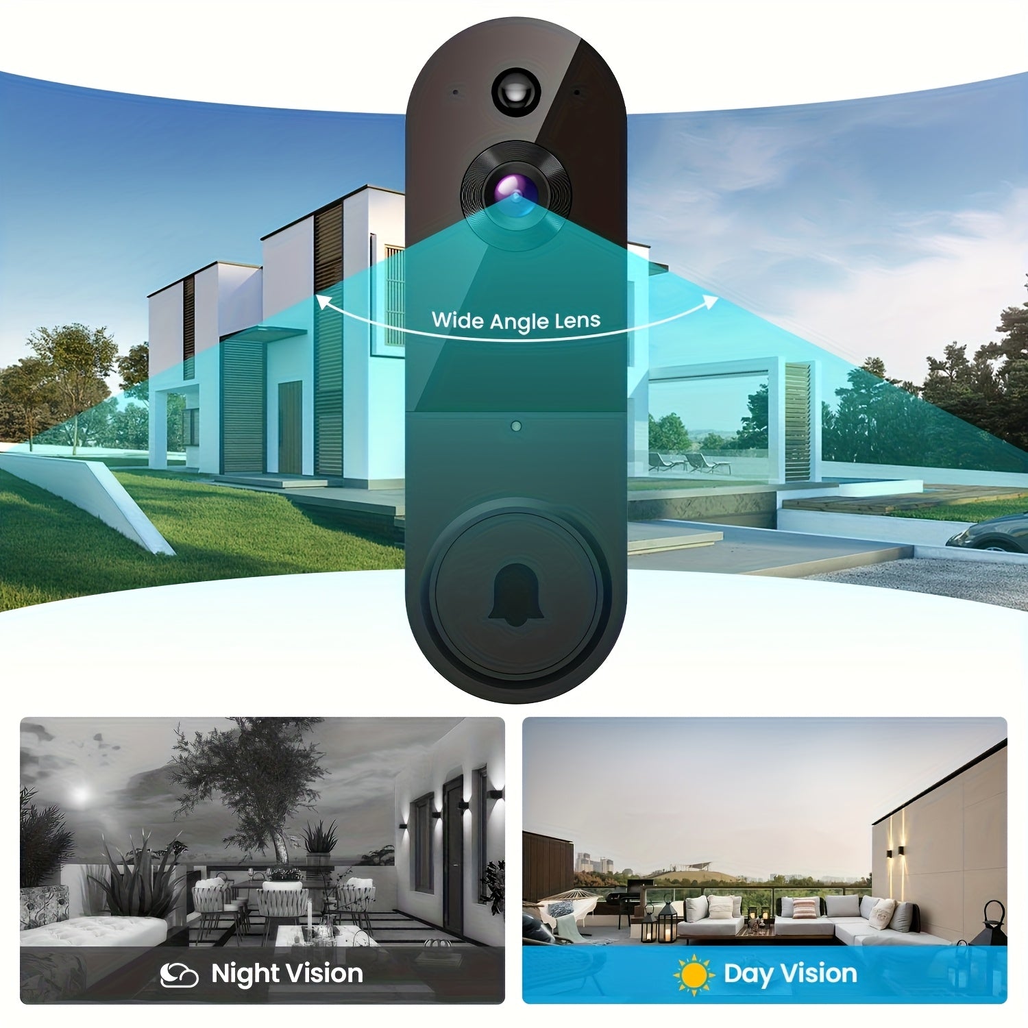 Wireless 1080P Surveillance Doorbell, 2.4G Wireless Video Is Clear. USB Charging