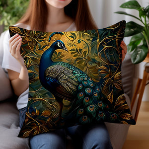 4pcs Vintage Oil Painting Peacock Four-piece Set Single-sided Printed Throw Pillow Sofa Cover