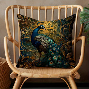 4pcs Vintage Oil Painting Peacock Four-piece Set Single-sided Printed Throw Pillow Sofa Cover