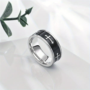Classic Cross Corrosion Blackened Ring for Men