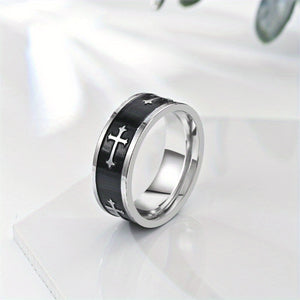 Classic Cross Corrosion Blackened Ring for Men