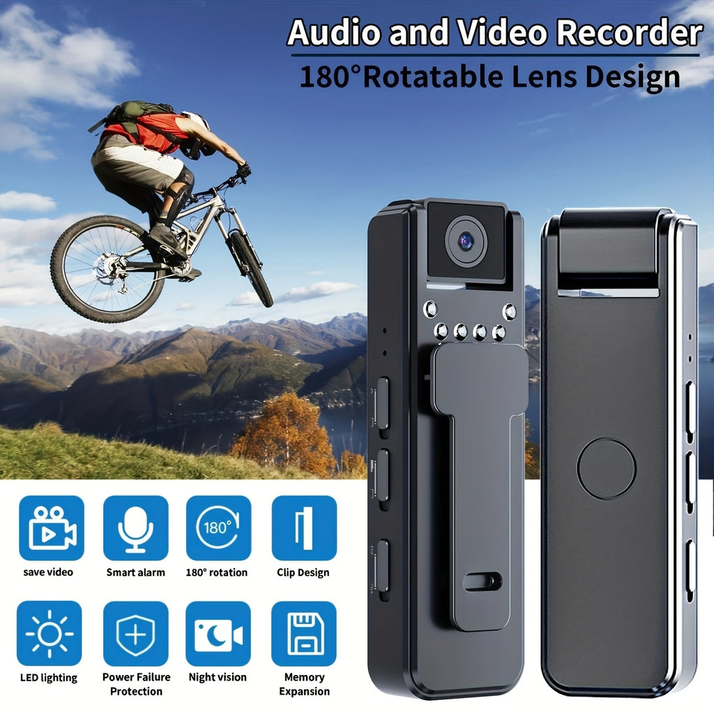1080P Mini Camera - 180° Rotatable Lens - Motion Detection - Infrared Night Vision - USB Rechargeable