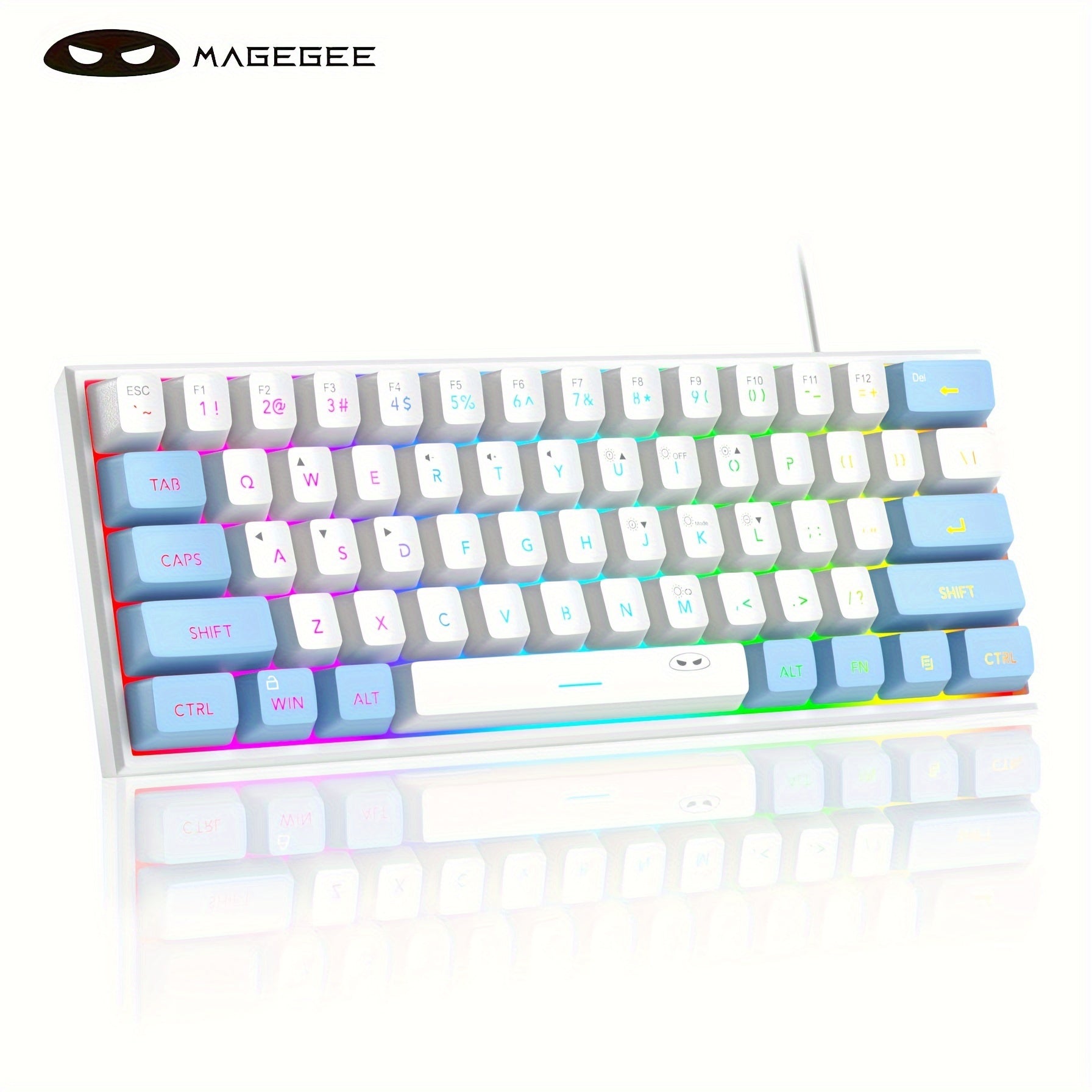 Mini 60% Gaming/Office Keyboard, Keycap Type Wired RGB Backlit Compact Computer Keyboard