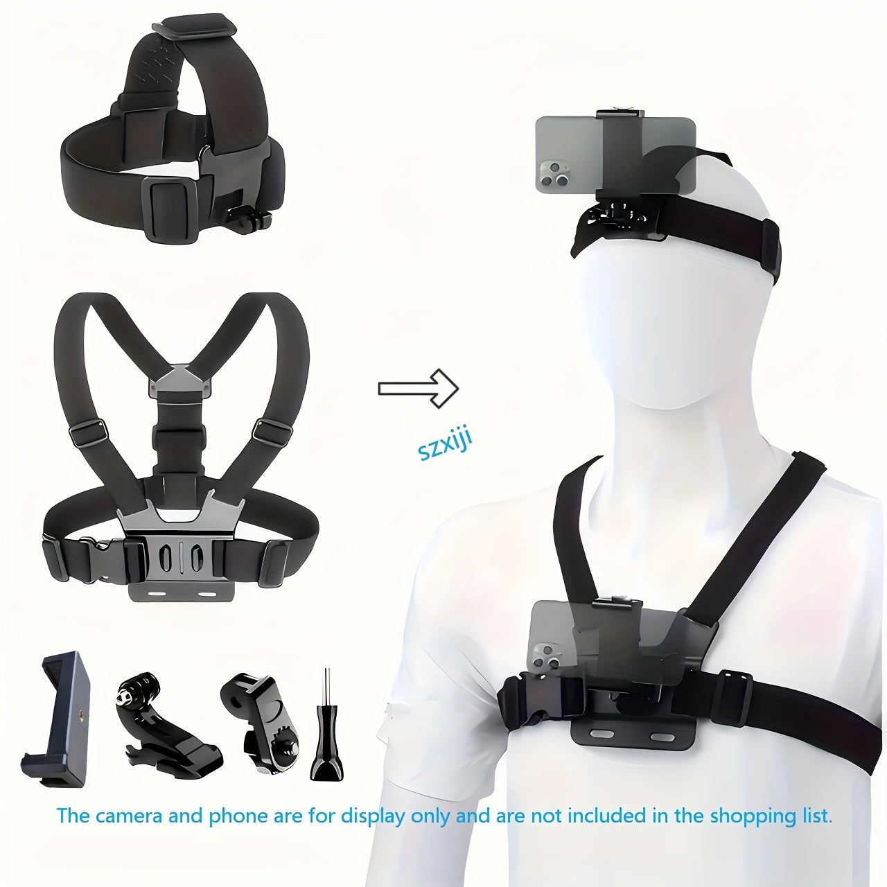 Adjustable Universal Phone Mount kit, Phone Holder for Hiking, driving, Dirt Biking, Kayaking, Fishing, Skateboarding