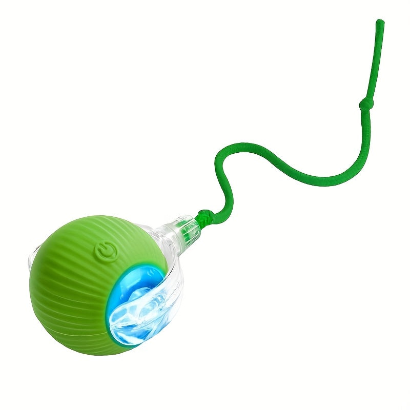 1 Automatic Rolling Cat & Dog Toy Ball with Tail Rope