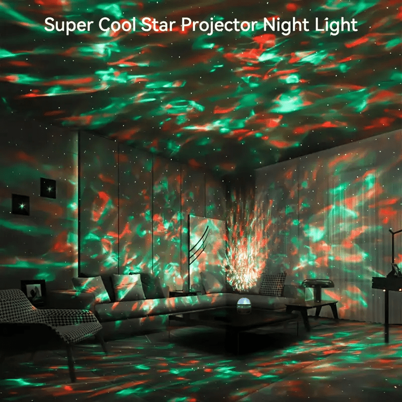 Water Wave Star Projection Lamp with USB Interface - 16 Color Changing LED, Dimmable