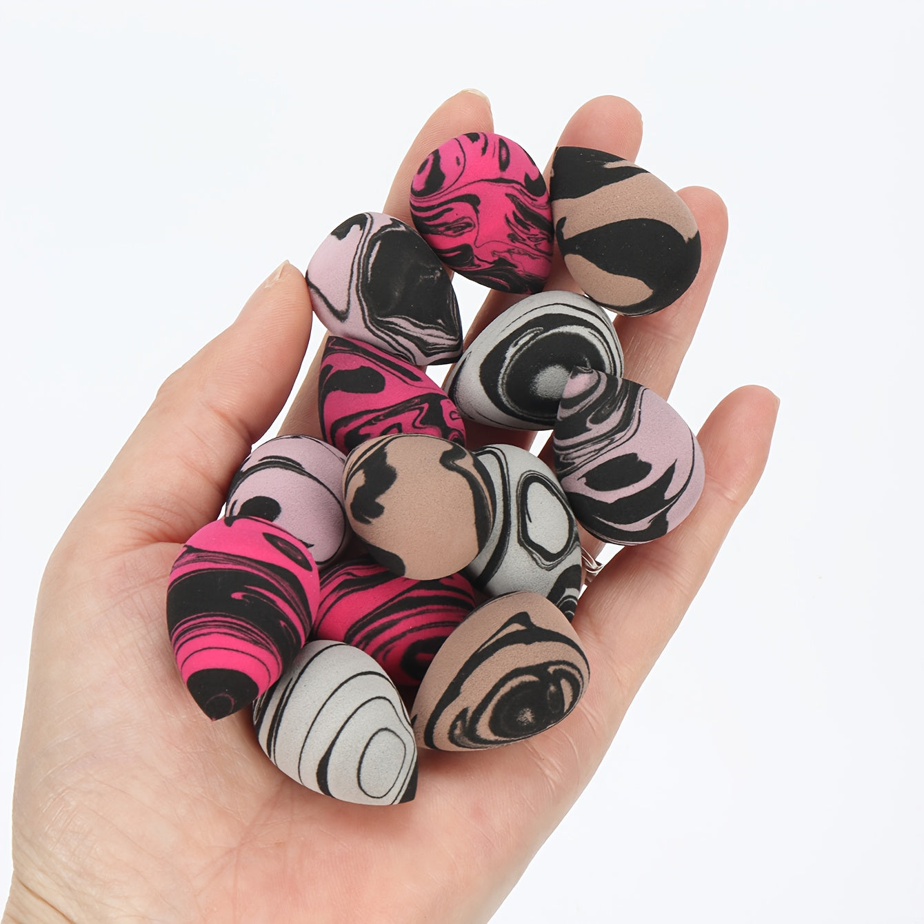 Dual-Color Mini Makeup Sponges Available in Packs of 10, 20, 30, 50, Or 100.