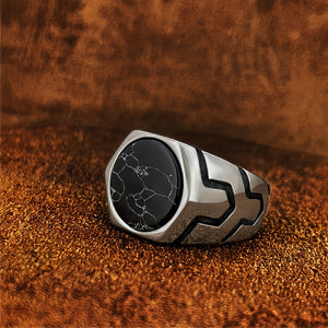 Titanium Stainless Steel retro Faux Gemstone turquoise Rings