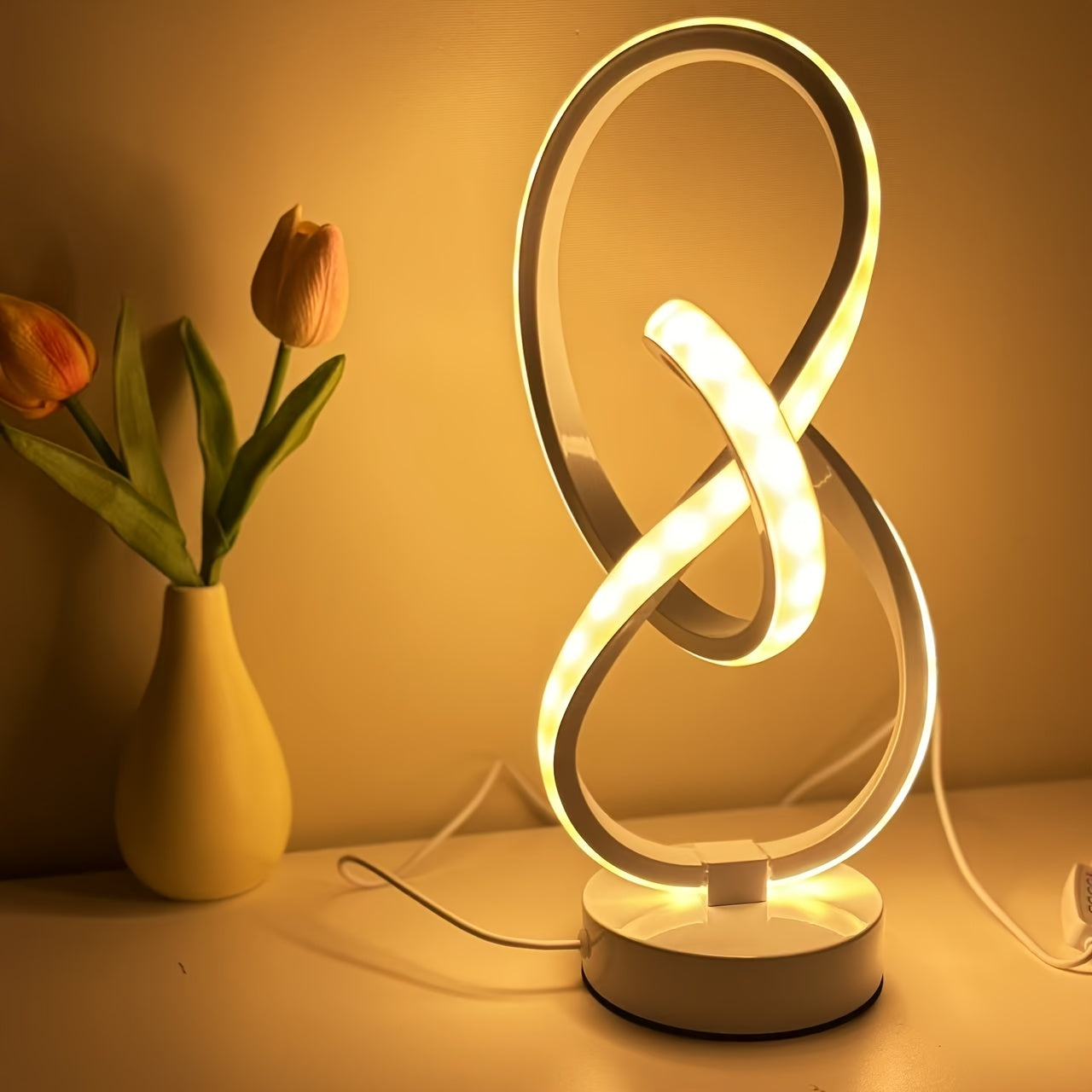 Modern Creative Spiral USB Desk Lamp with Memory Function, 3 Color Temperatures, Plug-in Button Switch
