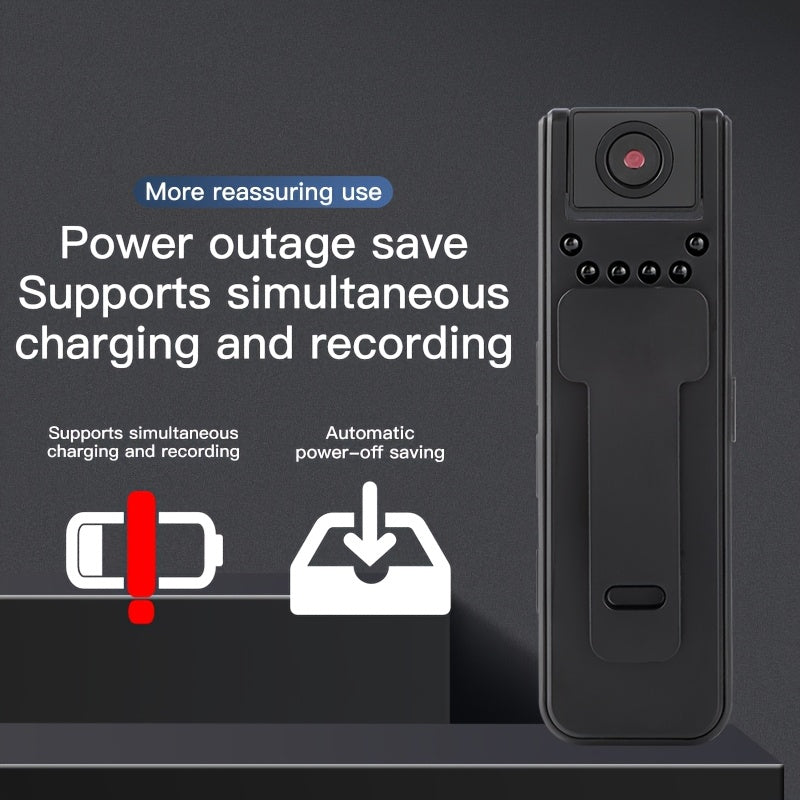 1080P Mini Camera - 180° Rotatable Lens - Motion Detection - Infrared Night Vision - USB Rechargeable