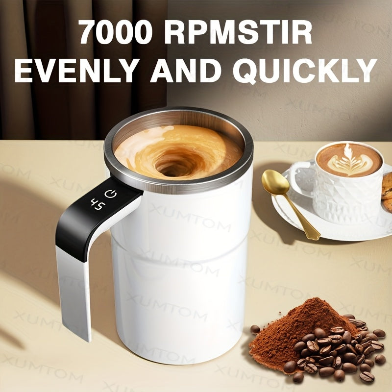 1 Automatic Stirring Coffee Cup with Temperature Display, USB Rechargeable