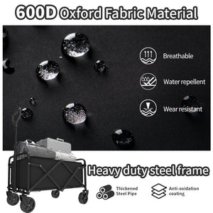Heavy Duty Folding Camping Shopping Cart, Large Capacity
