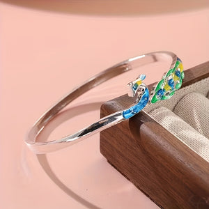 Stylish Hollow Bracelet Featuring a Silvery Phoenix Design, Crafted from Ethnic Retro Thai Silvery