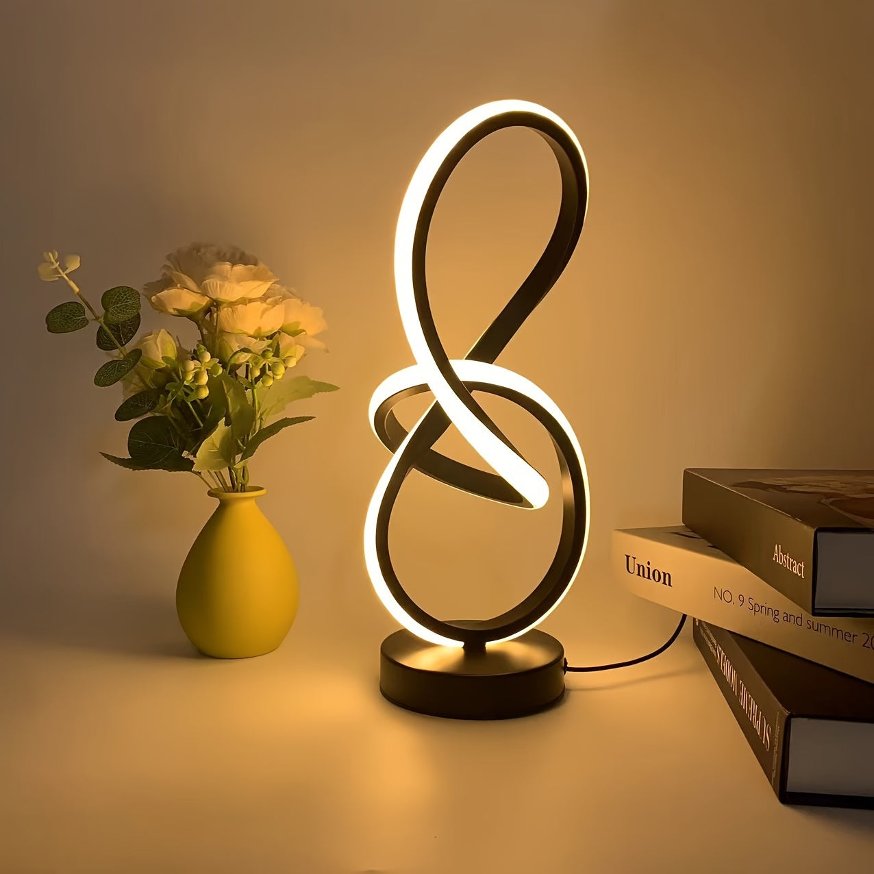Modern Creative Spiral USB Desk Lamp with Memory Function, 3 Color Temperatures, Plug-in Button Switch