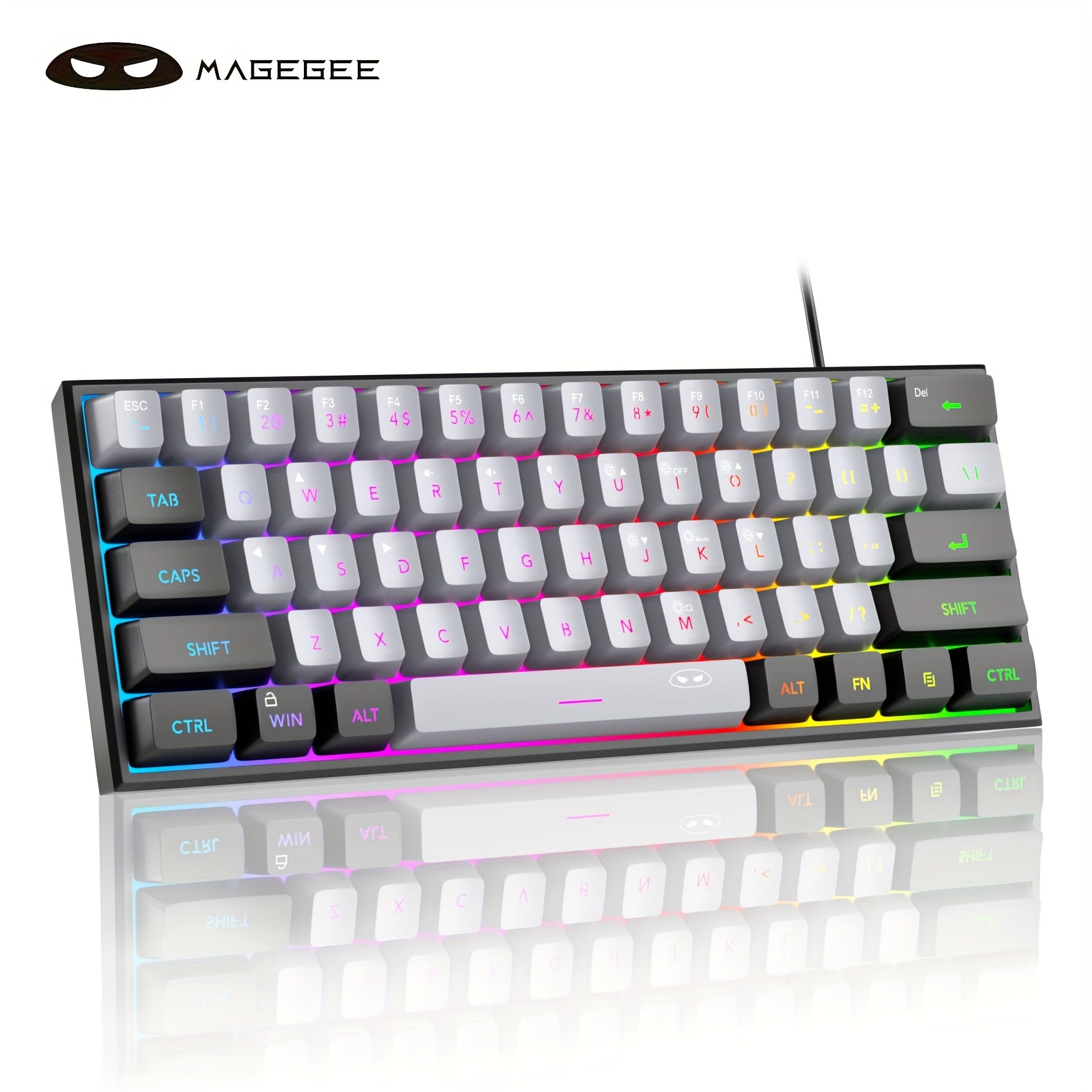 Mini 60% Gaming/Office Keyboard, Keycap Type Wired RGB Backlit Compact Computer Keyboard