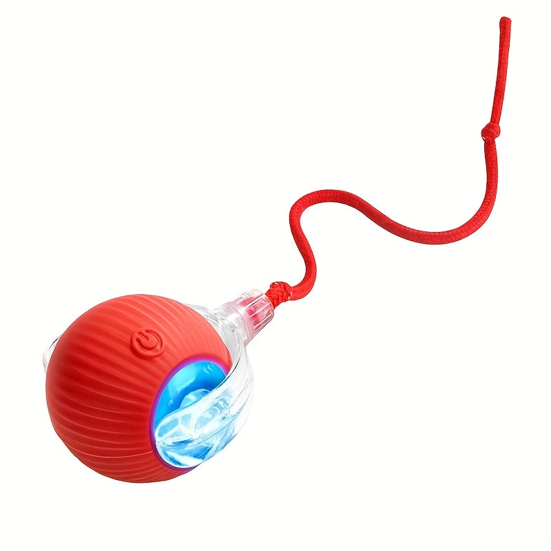 1 Automatic Rolling Cat & Dog Toy Ball with Tail Rope