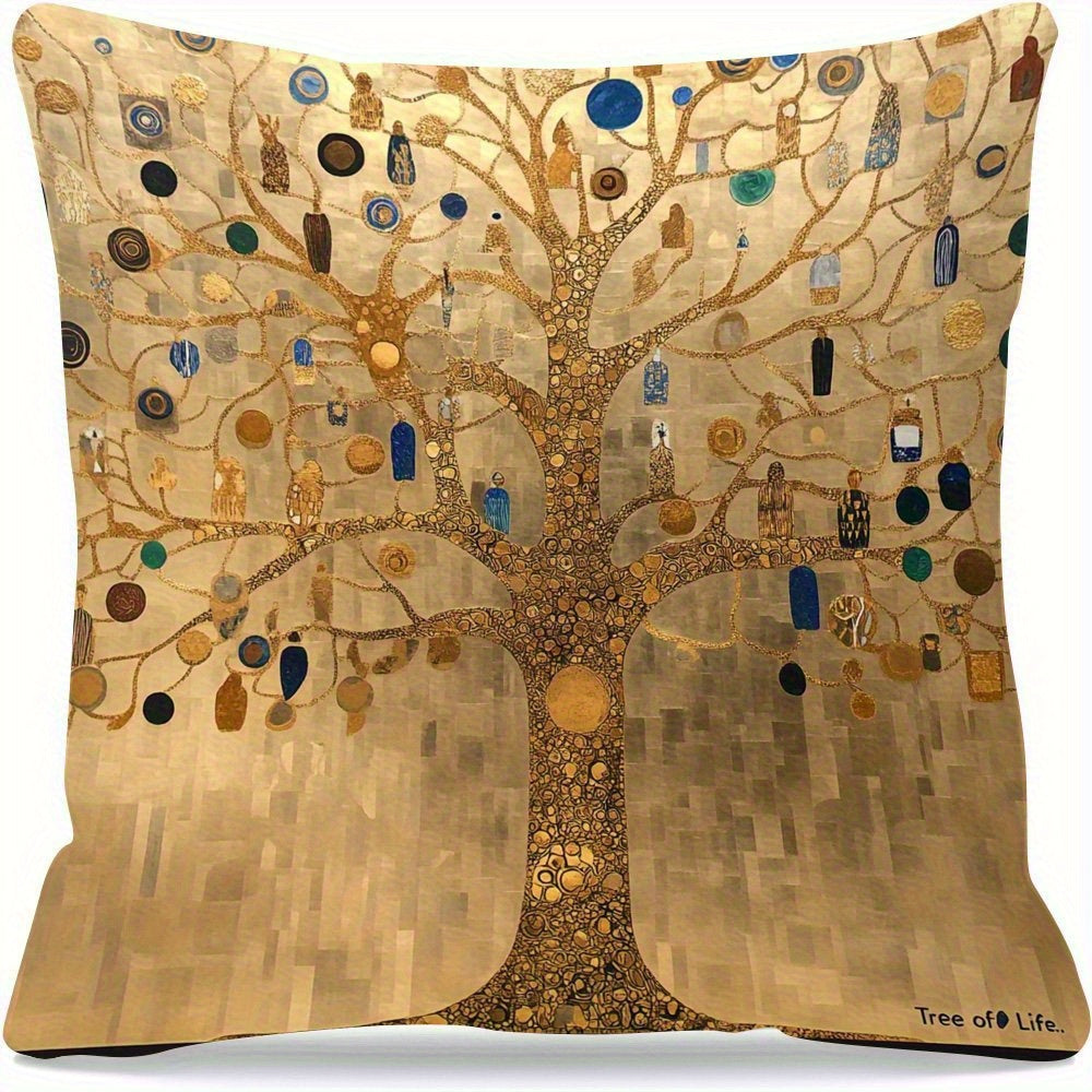 2D Flat - One Pillowcase Featuring a Double-Sided Design of Klimt's Tree of Life