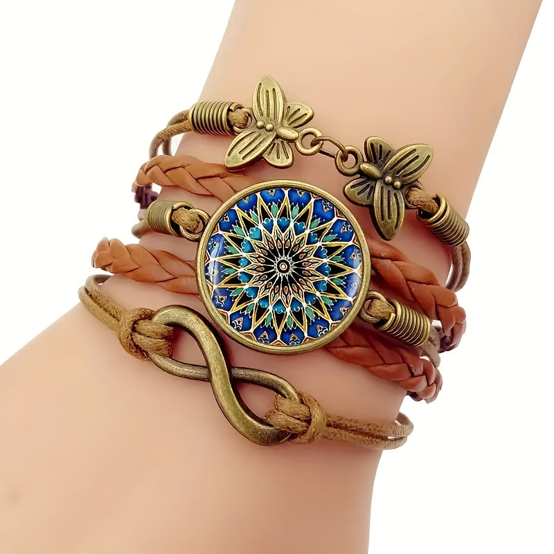 Vintage Mandala Time Gemstone Multi-layer Bracelet