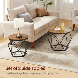 Coffee Table Set Of 2, Round Coffee & Side End Table