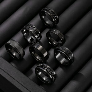 7pcs Stylish Stainless Steel Men's Rings Set |  Modern Jewelry, Durable Metal, Sleek Finish