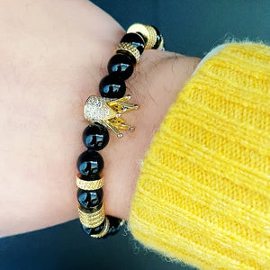 Royal Golden Crown Charm Men Bracelet
