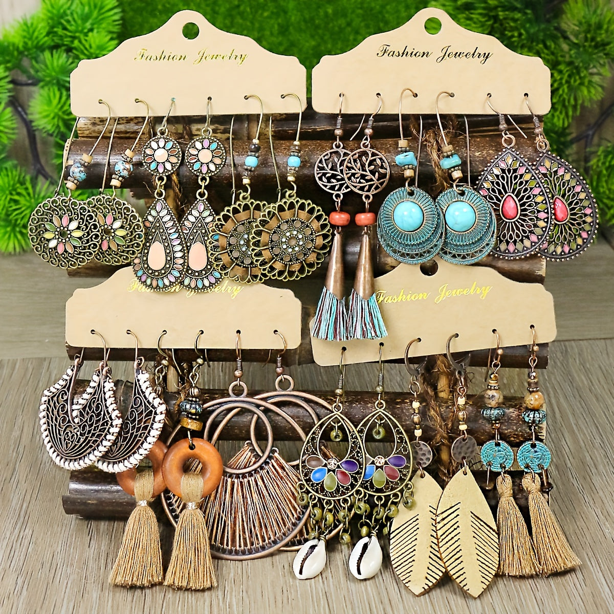 12 Pairs Bohemian Vintage Style Women's Fashion Dangle Earrings Set