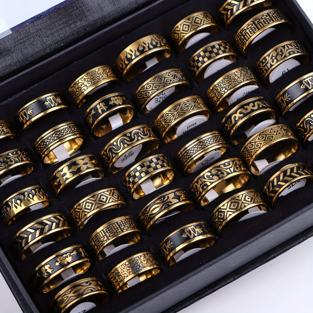 10pcs/Lot - Fashion Retro Three Color Oil Dripping - Stainless Steel Rings for Men Women