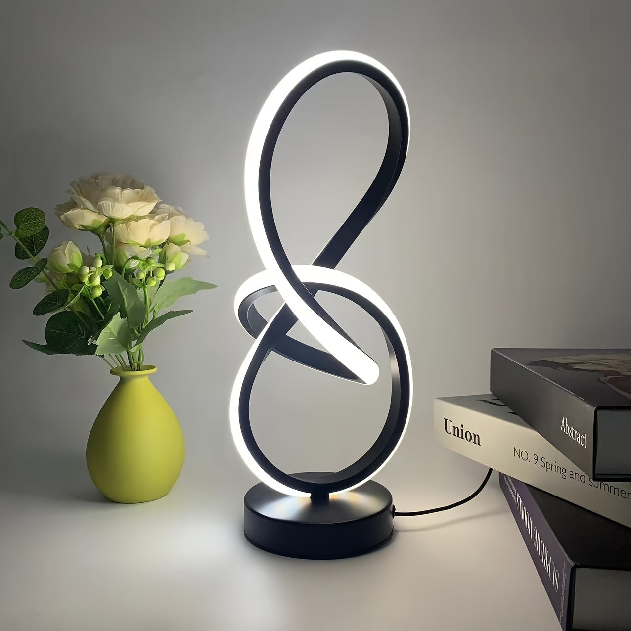 Modern Creative Spiral USB Desk Lamp with Memory Function, 3 Color Temperatures, Plug-in Button Switch
