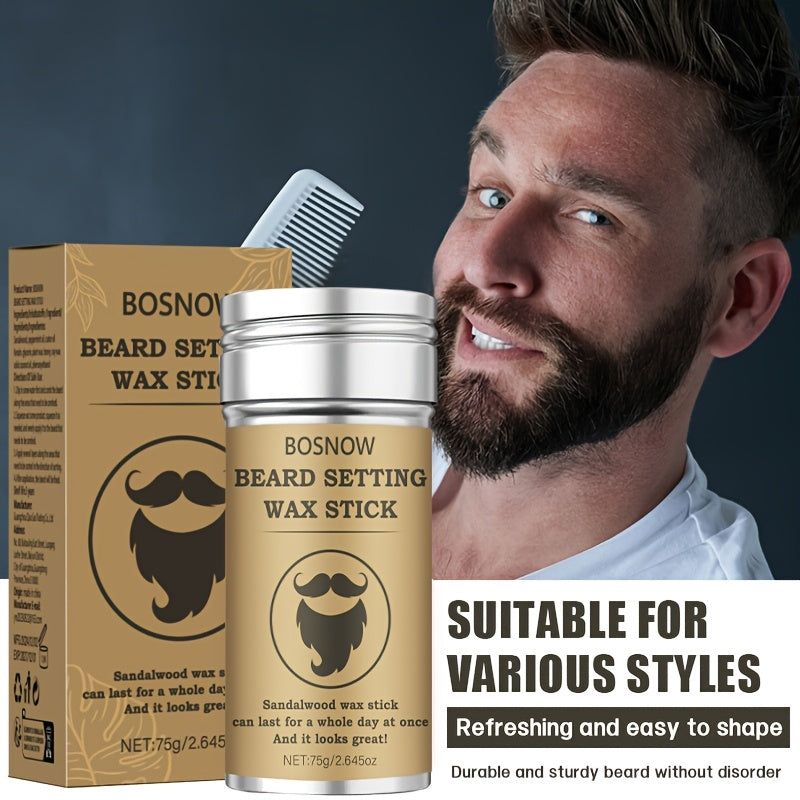 75G Sandalwood Beard Wax Stick, with a Subtle Fragrance. Allowing Beard Care Anytime And Anywhere.