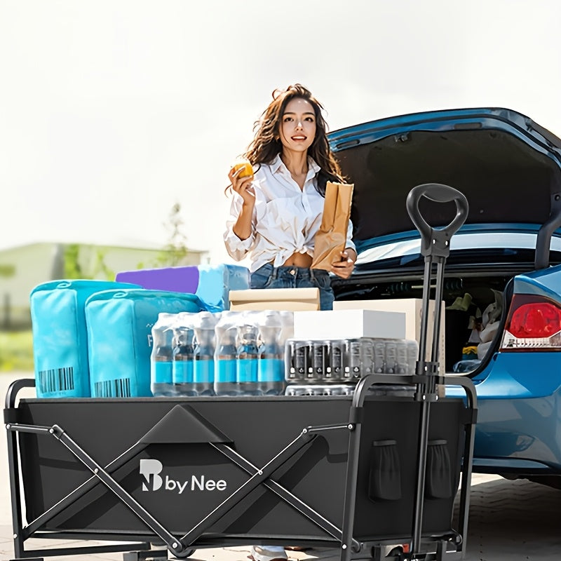 Versatile Collapsible Shopping Cart with Adjustable Height And 360° Non-Slip Wheels