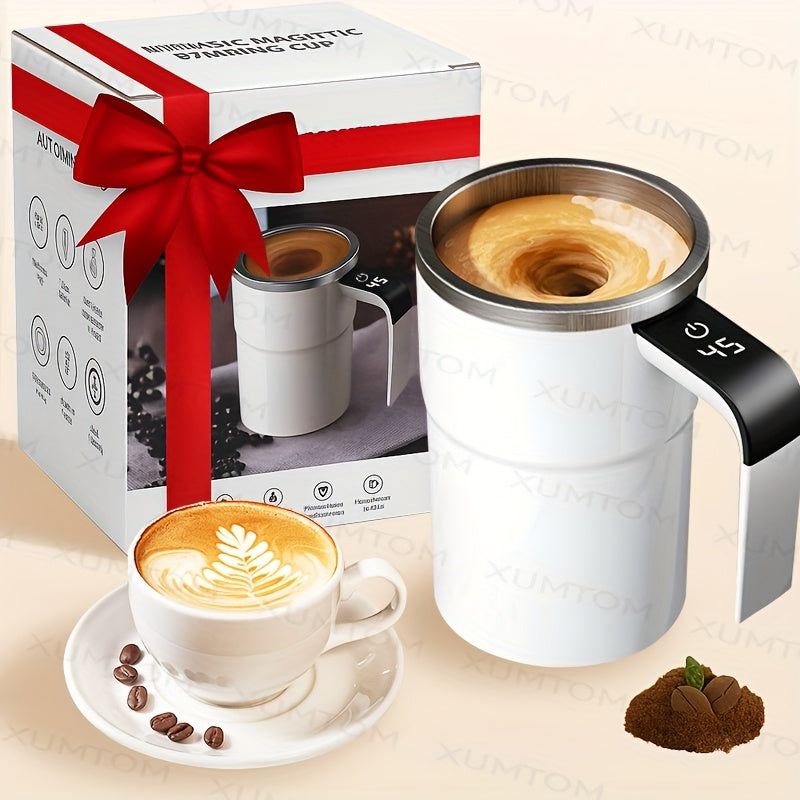 1 Auto Stirring Coffee Cup with Temperature Display, USB Recharge